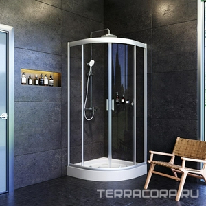 Душевое ограждение  80x80х190 см, раздвижные двери, проф.матов.хром, стекло прозрачное, БЕЗ поддона ZZ AMPM Gem W90G-401-080WT