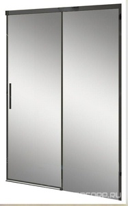 Дверь д/д, в нишу 2000хh1950мм, раздвижная с неподв.сегментом, правая/левая, (ст.прозр.6мм Easy Clean, профиль цв.черный матовый),  ZZ RGW Leipzig 34121220-14