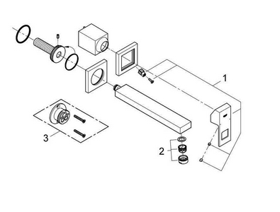 Смеситель для раковины однорычажный встраив. в стену на 2 отверстия, излив 231 мм, внеш.часть (БЕЗ внутр.арт.23200000) ZZ Grohe Eurocube 23447000