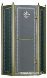 Душ.уголок 900х900хh1950мм,5-ти угольн.,расп.дверь петли справа,с 2мя неподв.сегм,вход 507мм,(ст.прозр. с мат.узором,6/8мм, фурн.цв.бронз.), Retro XX