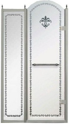 Дверь в нишу 1000хh2118мм, с неподв. сегментом, "Правая" петли (вход 550мм) справа, (стекло матовое с прозрачным узором, 8мм, фурн/хром), Retro XX