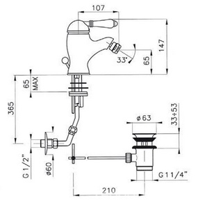 Смеситель для биде, с д/к, (цв.латунь, ручка El Capitan),  ZZ Nicolazzi Classico 3403 GB 75