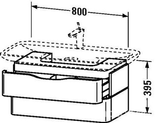 Тумба подвесная 450х800хh395мм (2 выдвижн.ящика), цв.ручек белый,крепл.в компл.,  PuraVida ZZ