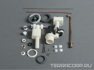 Механизм смыва для "Низкого" бачка унитаза с боковым отверстием д/рычага смыва, для арт.LA09B, (ручка смыва цв. золото),  ZZ Simas Lante D24 oro