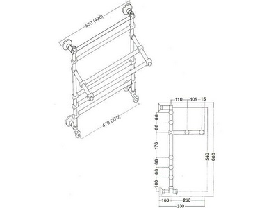 Полотенцесушитель с полочкой Art.452/5/500O.BR 600х500мм (ГВС), Margaroli ZZ Margaroli Sole 452/5/500O.BR