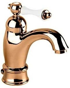 Смеситель для раковины, удлинённый, с д/к, (цв.бронза, ручка цв.белый),  ZZ Cezares Margot MARGOT-LSM1-A-02-Bi