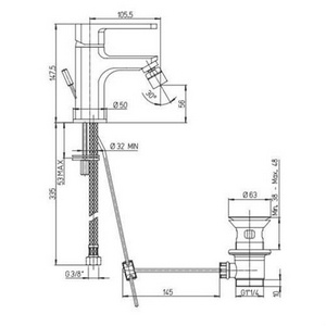 Смеситель для биде, c д/к, (цв.хром),  ZZ Paini Ovo 86CR3062SKM