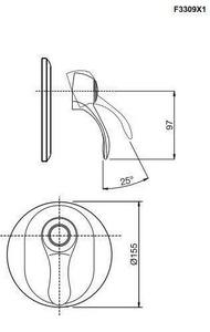 Смеситель для душа, встраиваемый в стену, (БЕЗ внутр.части арт.F3000), (цв. хром),  ZZ Fima Carlo Frattini Lamp F3309Х1CR