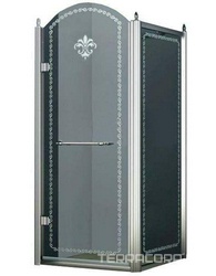 Душевой уголок 900х900хh2116мм, квадрат, "Левый" распаш. дверь слева, с неподв.стенкой (стекло прозрачное с матовым узором, 8мм, фурн/хром), Retro XX