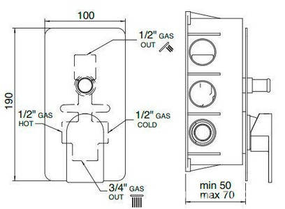 Смеситель для душа встраиваемый в стену, с переключателем, (цв. хром),  ZZ 3M Ran 2249 CC