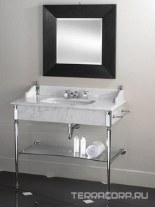 Консоль металл. 995хh570хh890мм, столешн.мрамор Bianco Carrara, 1 отв.д/смес., раковина White 56, 2 п-держ. в компл., (металл хром),  ZZ Devon & Devon Madison DEMADISONBICR+DEPSMADCR+white 56