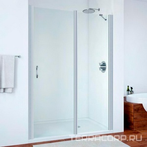 Дверь в нишу , 155*190 см, правая, распашная с неподвижным элементом, профиль хром матовый, стекло прозрачное ZZ Vegas Glass EP-F-1 EP-F-1 0155 07 01