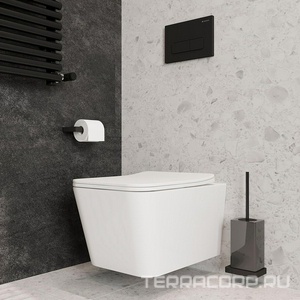 Клавиша двойного смыва для инстал., д/унитаза, (пластик цв.черный матовый),  Aqueduto Forma FOR0140