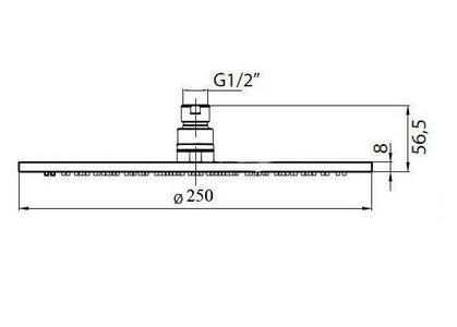 Душ верхний, стационарный, круг d250мм, G 1/2, полированная сталь, Cezares ZZ Cezares Articoli Vari CZR-H-SPIC-25