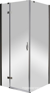 Душевой уголок 900х900хh1950мм, квадрат, "Левый" распаш. дверь слева, с неподв.стенкой (стекло прозр. 6мм, фурн/хром),  ZZ Cezares Bergamo BERGAMO-A-1-100-C-Cr-L