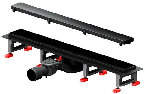 Душевой желоб 60 см, комбинированный затвор, решетка под плитку из нерж.стали, цв.черный AMPM Универсал W01SC-U11-060-04BM