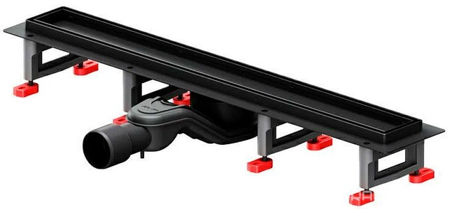 Душевой желоб 60 см, комбинированный затвор, решетка под плитку из нерж.стали, цв.черный AMPM Универсал W01SC-U11-060-04BM