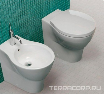 Унитаз напольный 560х360мм, для установки со скрытым в стене бачком смыва, (БЕЗ сиденья и крепл.к полу арт.Y0IQ), пласт. колен/в пол в компл.,  ZZ Hatria Nido Y0QU01