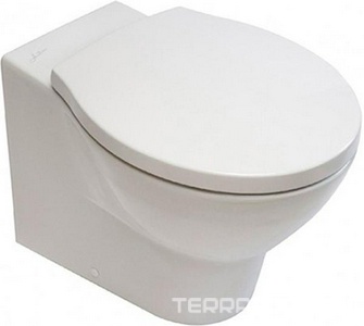 Унитаз напольный 560х360мм, для установки со скрытым в стене бачком смыва, (БЕЗ сиденья и крепл.к полу арт.Y0IQ), пласт. колен/в пол в компл.,  ZZ Hatria Nido Y0QU01