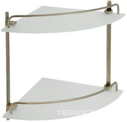 Полка угловая двойная 30x26,3x26,3 см. стекло матовое, бронза ZZ