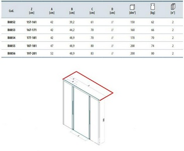 Дверь раздвижн. 157-161хh200мм, в нишу, 4-х секц., вход 61см., (проф. цв. серый, стекло прозр.6/8мм StarClean),  ZZ Samo Acrux B8852 ATELIER L95 TR