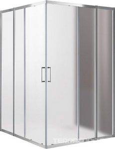 Душевой уголок 1300(1280-1305)х1300(1280-1305)хh1900мм, квадрат, (стекло текстурное Punto 6мм, фурн.цв.хром),  ZZ Cezares Molveno MOLVENO-A-22-100+30-P-Cr