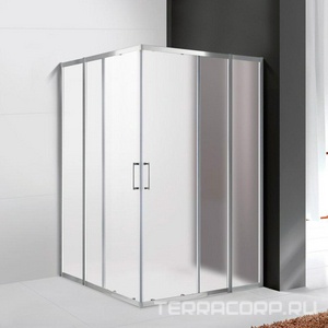 Душевой уголок 1300(1280-1305)х1300(1280-1305)хh1900мм, квадрат, (стекло текстурное Punto 6мм, фурн.цв.хром),  ZZ Cezares Molveno MOLVENO-A-22-100+30-P-Cr