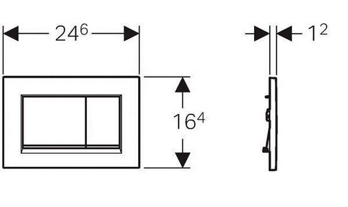 Клавиша двойного смыва, (пластик рамка цв.чёрный, полоса цв.хром глянцевый, клавиши цв.чёрный),  ZZ Geberit Sigma 30 115.883.KM.1