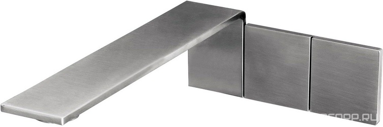 Смеситель для раковины, встраиваемый в стену, 2 ручк., излив 275мм, (цв. тертая сталь), 5mm ZZ