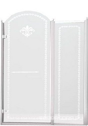 Дверь в нишу 1000хh2118мм, с неподв. сегментом, "Левая" петли (вход 550мм) слева, (стекло прозрачное с матовым узором, 8мм, фурнит. цв.хром), Retro XX