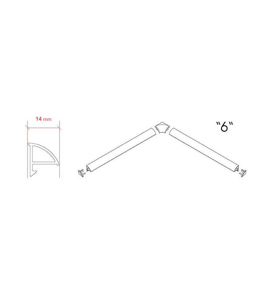 Набор (2 заглушки + 2 угловых соединения) для планки 6