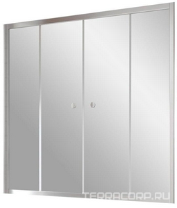 Шторка на ванну , 180x140 см, раздвижная, профиль хром глянец, стекло шиншилла ZZ Vegas Glass Z2V Z2V 180 08 02