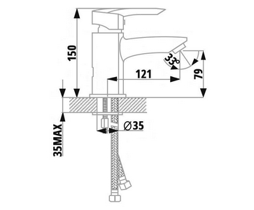 Смеситель для умывальника MARS, монолитный, хром ZZ Lemark Mars LM3506C