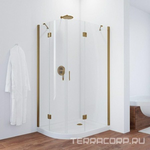 Душевое ограждение , 110x90x1900 мм, правая, профиль бронза, стекло прозрачное, БЕЗ поддона ZZ Vegas Glass AFS-F AFS-F 110*90 05 01 прав.