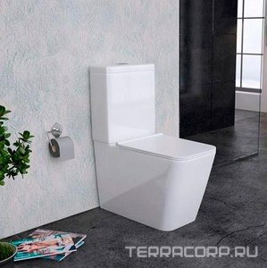 Унитаз напольный CUBE 3, безободковый, цвет белый, с крышкой-сиденьем микролифт Sole Cube УТ000054447
