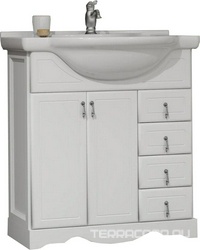 Тумба напольная Клио 70, 770x890x510мм, цвет белый матовый, фурнитура хром, ЕЗ раковины Дрея 75 ZZ