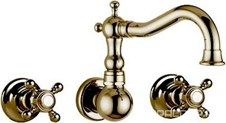 Cмеситель для раковины встраиваемый в стену на 3 отв .,классич. излив 220мм (цв.бронза), Julia ZZ