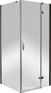 Душевой уголок 900х900хh1950мм, квадрат, "Правый" распаш. дверь слева, с неподв.стенкой (стекло прозр. 6мм, фурн/хром),  ZZ Cezares Bergamo BERGAMO-A-1-100-C-Cr-R