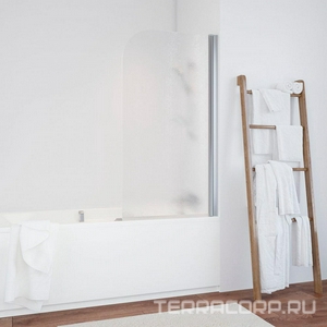 Шторка на ванну 75*140 см, профиль хром глянец, стекло "шиншилла"ZZ Vegas Glass EV EV 0075 08 02 правая