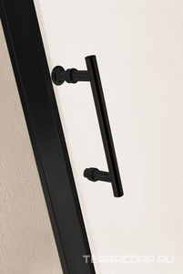 Дверь в нишу 1200(1180-1210)хh1900мм, сдвижная с неподв. сегм., вход 495мм справа/слева, (стекло прозрачн.6мм, фурн.цв.черный матовый),  ZZ Cezares Eco ECO-O-BF-1-120-C-NERO