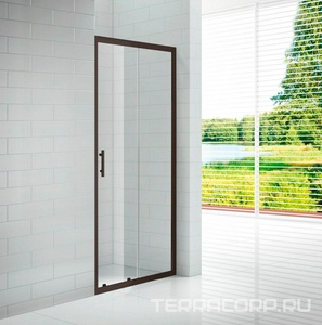 Дверь в нишу 1200(1180-1210)хh1900мм, сдвижная с неподв. сегм., вход 495мм справа/слева, (стекло прозрачн.6мм, фурн.цв.черный матовый),  ZZ Cezares Eco ECO-O-BF-1-120-C-NERO