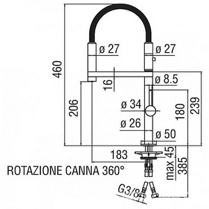 Смеситель для кухни, с выдвижным душем, 2 типа струи, (цв.хром),  ZZ Nobili Moove MV92300/50CR