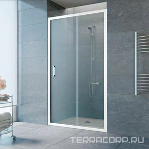 Дверь в нишу , 130*190 см, двухсекционная раздвижная, профиль белый, стекло прозрачное ZZ Vegas Glass ZP ZP 0130 01 01