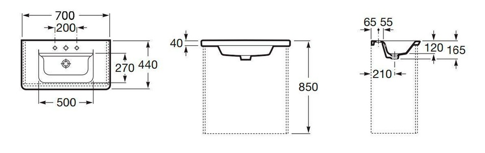 Раковина для мебели  70 см., белая ZZ Roca Gap 327471000