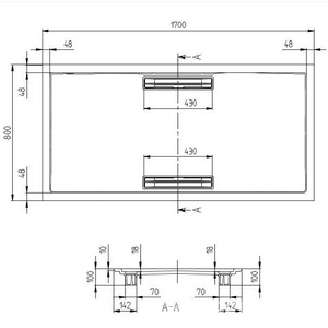 Поддон д/душа прямоуг.1700х800хh18/100мм, двойной сифон в комплекте, ножки, опора, уплотнитель в компл., (кварил, цв.белый глянц.),  ZZ Villeroy & Boch Squaro UDQ1780SQR2V-01