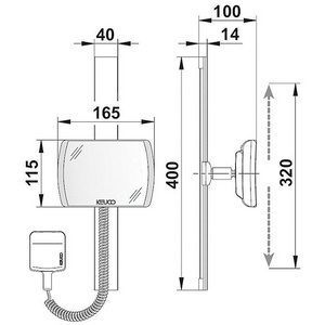 Зеркало косметическое, настенное, на хромированной, настенной штанге h400мм, 165х115мм, 3-х кратное увеличение, (цв.хром), iLookXX Keuco ILook 17611510000