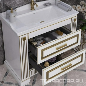 Тумба напольная  100, 1030*855*450 мм, цвет белый/золотая патина, БЕЗ рак. n126396 Кападокия 100 (ст рак.Прима 1000) Opadiris Оникс 00-00003548