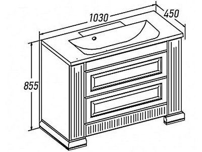 Тумба напольная  100, 1030*855*450 мм, цвет белый/золотая патина, БЕЗ рак. n126396 Кападокия 100 (ст рак.Прима 1000) Opadiris Оникс 00-00003548