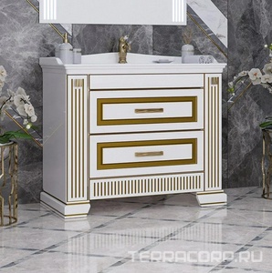 Тумба напольная  100, 1030*855*450 мм, цвет белый/золотая патина, БЕЗ рак. n126396 Кападокия 100 (ст рак.Прима 1000) Opadiris Оникс 00-00003548