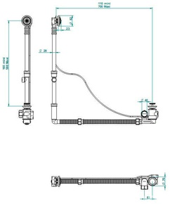 Слив-перелив удлинённый 70см, автомат (цв. бронза (Bronze brillant)) Versailles ZZ THG Art Deco G14-D01-302GM